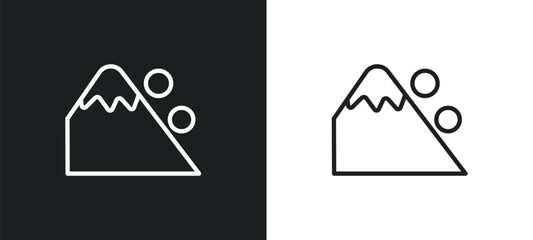 snowslide outline icon in white and black colors. snowslide flat vector icon from nature collection for web, mobile apps and ui.