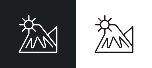 Fototapeta premium hills outline icon in white and black colors. hills flat vector icon from nature collection for web, mobile apps and ui.