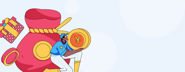 Holiday Shopping E-Commerce Online Shopping People Flat Vector Concept Operation Hand Drawn Illustration
