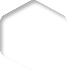 Neumorphic hexagon shape, rounded transparent button, Minimal button with light and shadows.

