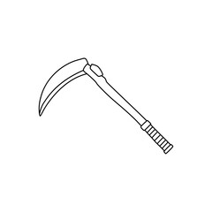 A hand drawn doodle icon of garden scythe vector