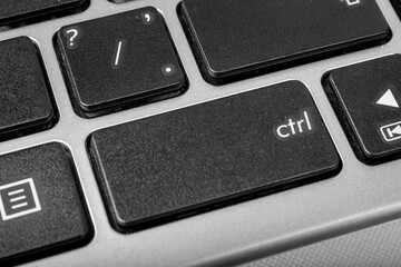 Control key on the keyboard. Ctrlkey close-up.