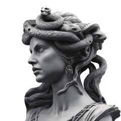 Obraz premium Antique classic greek sculpture head isolated on white background. Generative AI
