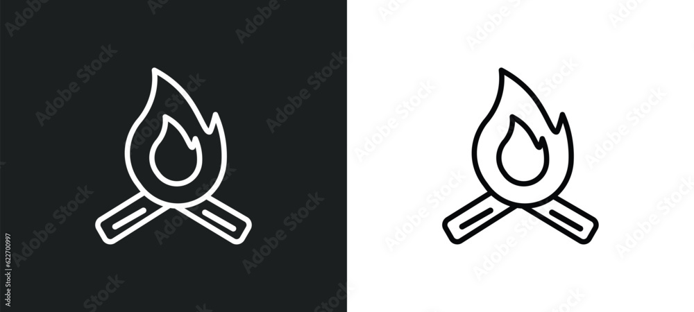 Canvas Prints burning flames outline icon in white and black colors. burning flames flat vector icon from nature collection for web, mobile apps and ui.