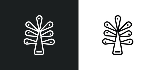 pecan leaf outline icon in white and black colors. pecan leaf flat vector icon from nature collection for web, mobile apps and ui. - obrazy, fototapety, plakaty