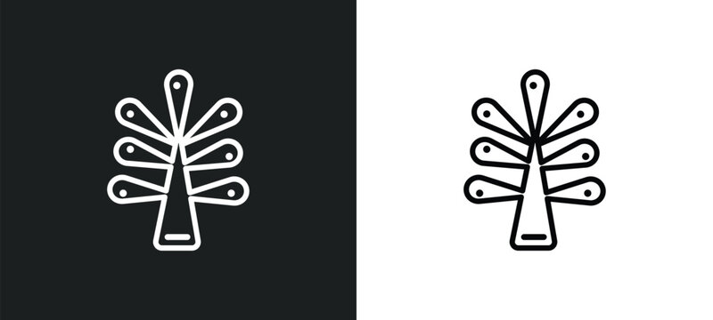 pecan leaf outline icon in white and black colors. pecan leaf flat vector icon from nature collection for web, mobile apps and ui.