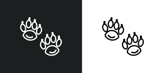 Fototapeta na wymiar four toe footprint outline icon in white and black colors. four toe footprint flat vector icon from nature collection for web, mobile apps and ui.
