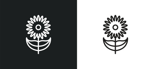 gerbera outline icon in white and black colors. gerbera flat vector icon from nature collection for web, mobile apps and ui.