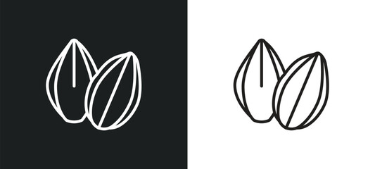 almond outline icon in white and black colors. almond flat vector icon from nature collection for web, mobile apps and ui.