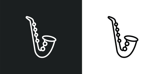 saxophone outline icon in white and black colors. saxophone flat vector icon from music collection for web, mobile apps and ui. - obrazy, fototapety, plakaty