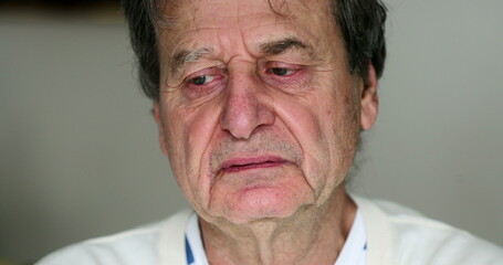 Fototapeta premium Wrinkled tired senior man depressed older person