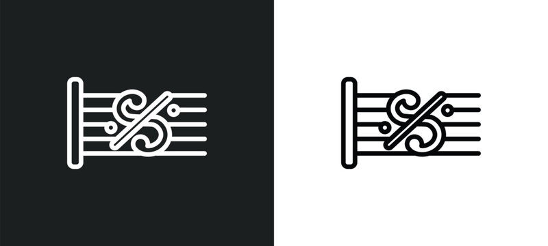 segno outline icon in white and black colors. segno flat vector icon from music and media collection for web, mobile apps and ui.