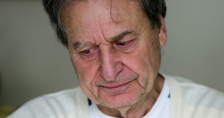Wrinkled tired senior man depressed older person