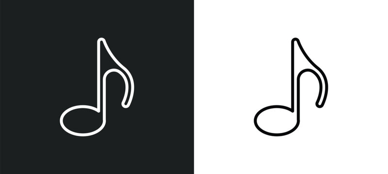 quaver note outline icon in white and black colors. quaver note flat vector icon from music collection for web, mobile apps and ui.