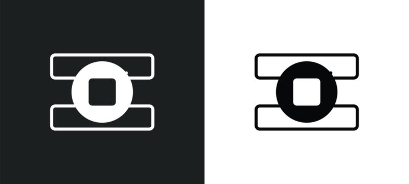 stop square button outline icon in white and black colors. stop square button flat vector icon from music collection for web, mobile apps and ui.