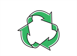 continuous line drawing of arrows  in a circle isolated over white background