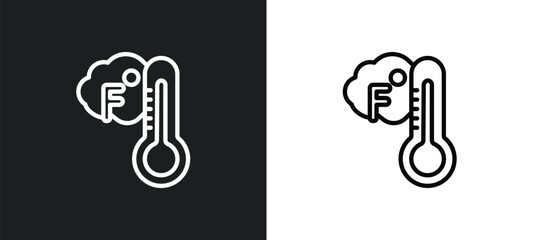 farenheit outline icon in white and black colors. farenheit flat vector icon from meteorology collection for web, mobile apps and ui.