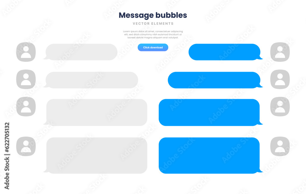 Poster Message smartphone template. Mobile chatting sms app template bubbles. Message bubbles chat on smartphone icons. Phone chatting sms template bubbles