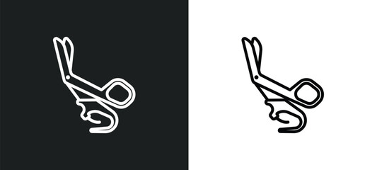 Obraz premium opened medical scissors outline icon in white and black colors. opened medical scissors flat vector icon from medical collection for web, mobile apps and ui.