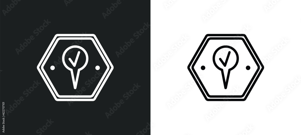 Wall mural maps mark outline icon in white and black colors. maps mark flat vector icon from maps and flags col