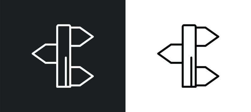 divarication outline icon in white and black colors. divarication flat vector icon from maps and flags collection for web, mobile apps and ui.