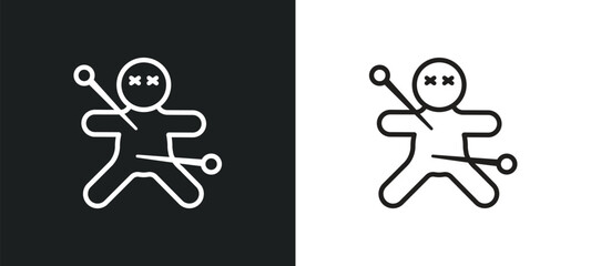 voodoo outline icon in white and black colors. voodoo flat vector icon from magic collection for web, mobile apps and ui.