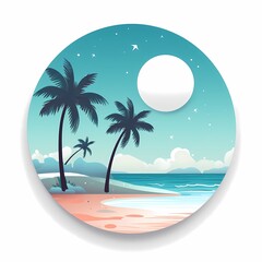 Fototapeta na wymiar tree on the beach on light of moon, logo on white background, generated AI