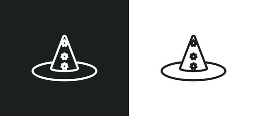 witch hat outline icon in white and black colors. witch hat flat vector icon from magic collection for web, mobile apps and ui.