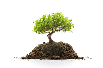 Fototapeta na wymiar Bonsai Tree and soil on a white background