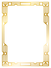 Art Deco gold frame vintage frame line geometric wedding label card frame png transparent background