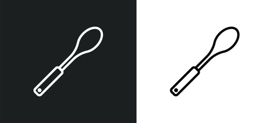 teaspoon outline icon in white and black colors. teaspoon flat vector icon from kitchen collection for web, mobile apps and ui. - obrazy, fototapety, plakaty