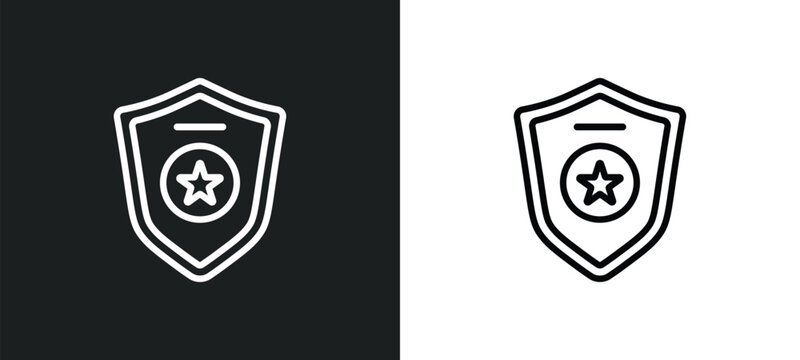 police badge outline icon in white and black colors. police badge flat vector icon from law and justice collection for web, mobile apps and ui.
