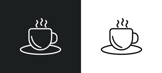 tea cup outline icon in white and black colors. tea cup flat vector icon from kitchen collection for web, mobile apps and ui.