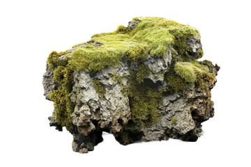 Overgrown lichen on a rock.transparent background - obrazy, fototapety, plakaty