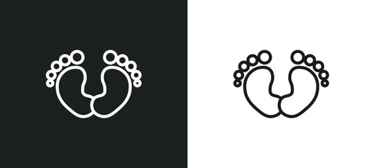 footprints outline icon in white and black colors. footprints flat vector icon from kid and baby collection for web, mobile apps and ui.