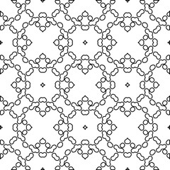 Texture with figures from lines. Black and white pattern for web page, textures, card, poster, fabric, textile. Monochrome graphic repeating design.