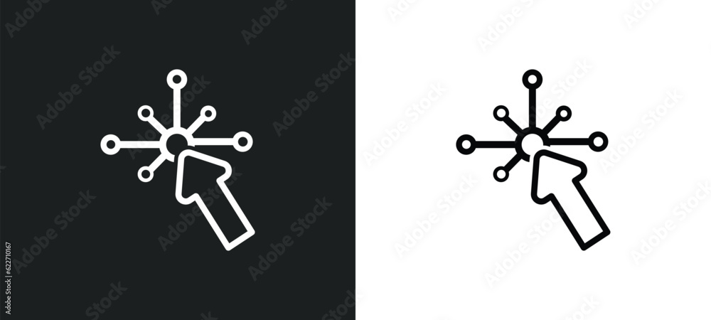 Poster interactive outline icon in white and black colors. interactive flat vector icon from internet secur