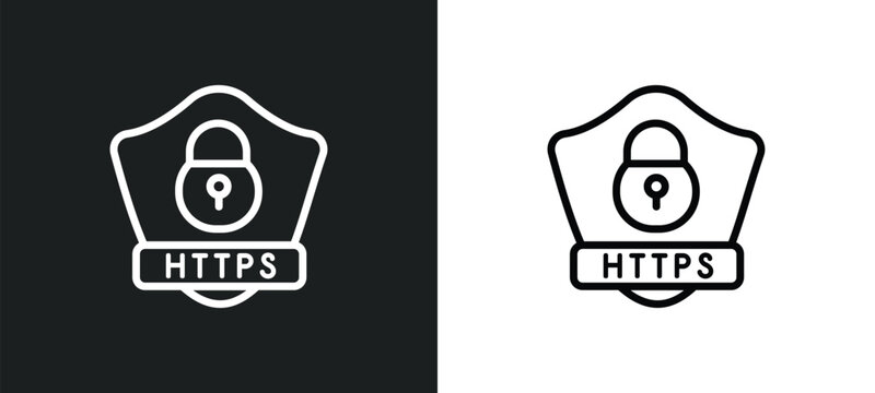 https outline icon in white and black colors. https flat vector icon from internet security collection for web, mobile apps and ui.