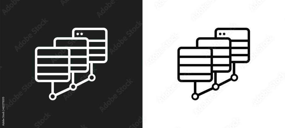 Poster data center outline icon in white and black colors. data center flat vector icon from networking col