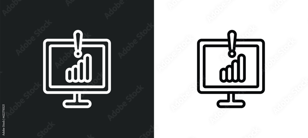 Poster connection error outline icon in white and black colors. connection error flat vector icon from netw