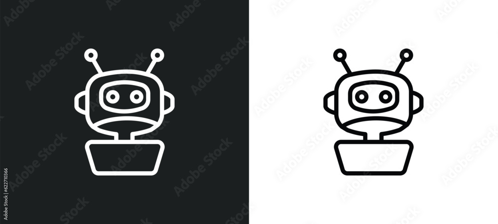 Poster bot outline icon in white and black colors. bot flat vector icon from internet security collection f