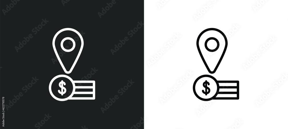 Wall mural replacement value outline icon in white and black colors. replacement value flat vector icon from in