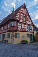 Beautiful old half-timbered houses in Rothenburg ob der Tauber/Germany