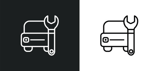 car mechanic outline icon in white and black colors. car mechanic flat vector icon from industry collection for web, mobile apps and ui.