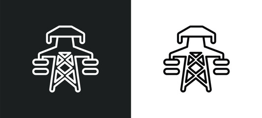 power tower outline icon in white and black colors. power tower flat vector icon from industry collection for web, mobile apps and ui.