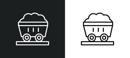 coal wagon outline icon in white and black colors. coal wagon flat vector icon from industry collection for web, mobile apps and ui.