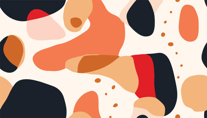 Modern minimal illustration pattern. Creative collage with shapes. Seamless pattern. Fashionable template for design.