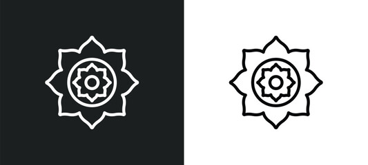 chakra outline icon in white and black colors. chakra flat vector icon from india and holi collection for web, mobile apps and ui.