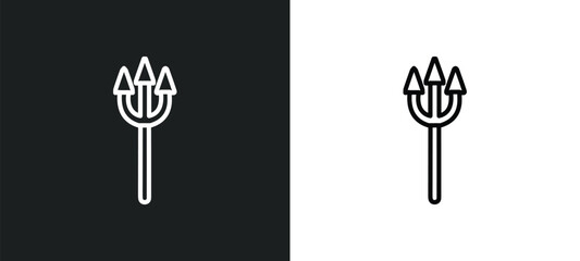trident outline icon in white and black colors. trident flat vector icon from india collection for web, mobile apps and ui. © Digital Bazaar