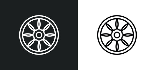 ashoka outline icon in white and black colors. ashoka flat vector icon from india collection for web, mobile apps and ui.
